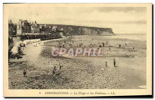 Ansichtskarte AK Arromanches La Plage et les Falaises