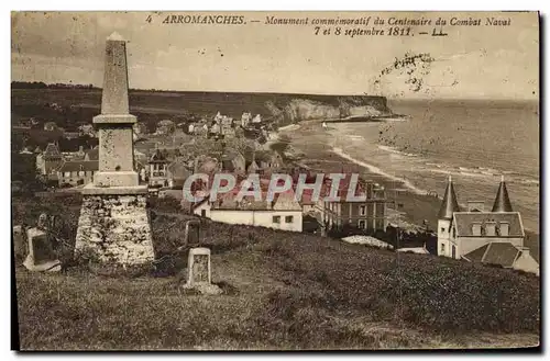 Cartes postales Arromanches Monument commemoratif du Centenaire du Combat Naval 7 et 8 septembre Militaria