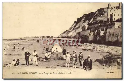 Ansichtskarte AK Arromanches La Plage et les Falaises