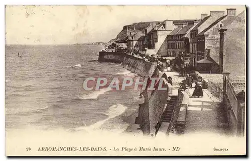 Cartes postales Arromanches La Plage a Maree haute