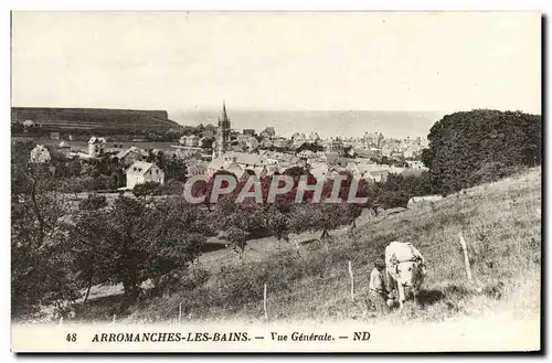 Cartes postales Arromanches les Bains Vue Generale Fermier et vache