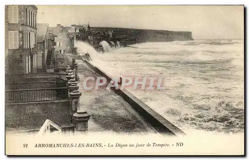 Ansichtskarte AK Arromanches les Bains La Digue un jour de Tempete