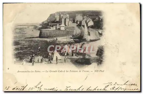 Cartes postales Arromanches Les Bains La Grande Cale les Falaises de Fresne Bateaux