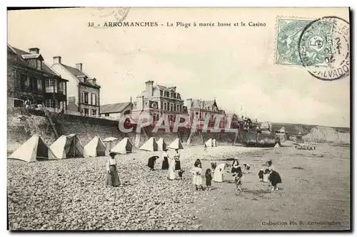 Ansichtskarte AK Arromanches La Plage a Maree Basse et le Casino