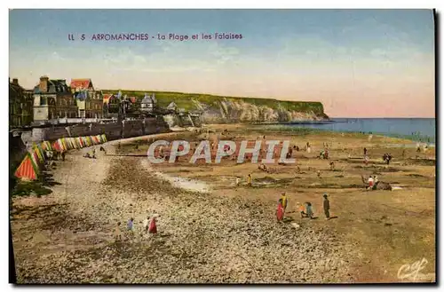 Ansichtskarte AK Arromanches La Plage et Les Falaises