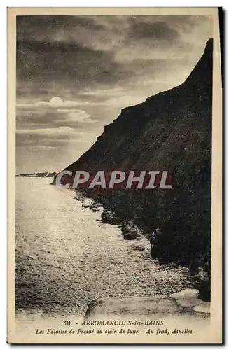 Cartes postales Arromanches les Bains Les Falaises de Fresne au Clair de Lune Au fond Asnelles