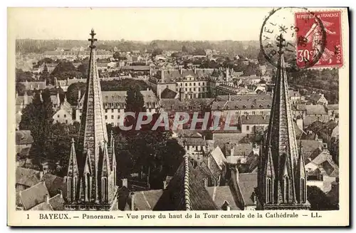 Cartes postales Bayeux Panorama Vue Prise Du Baut de la Tour Centrale de la Cathedrale