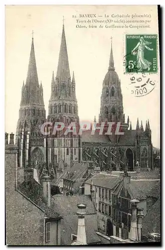 Ansichtskarte AK Bayeux La Cathedrale Tours de L Ouest