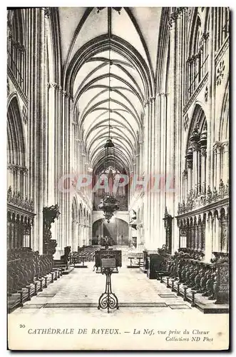 Cartes postales Bayeux de Cathedrale La Nef Vue Prise du Choeur Orgues