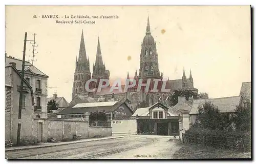 Cartes postales Bayeux La Cathedrale Vue d ensemble Boulevard Sadi Carnot