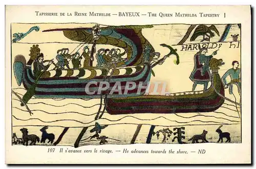 Cartes postales Bayeux Tapisserie De La Reine Mathilde Il s avance vers le rivage