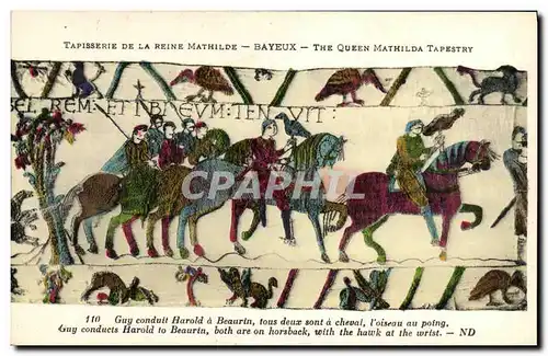 Ansichtskarte AK Bayeux Tapisserie De La Reine Mathilde Guy conduit Harold a Beaurin Faucon