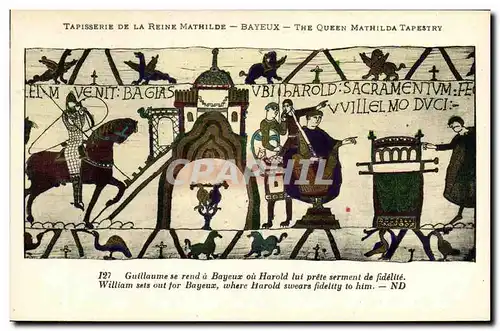 Ansichtskarte AK Bayeux Tapisserie De La Reine Mathilde Guillaume se rend a Bayeux