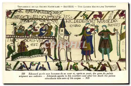 Ansichtskarte AK Bayeux Tapisserie De La Reine Mathilde Couronnement d Harold