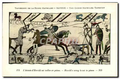 Cartes postales Bayeux Tapisserie De La Reine Mathilde L armee d Harold est taillee en pieces