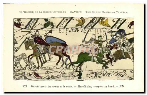 Cartes postales Bayeux Tapisserie De La Reine Mathilde Harold meurt les armes a la main