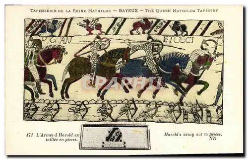 Cartes postales Bayeux Tapisserie De La Reine Mathilde L armee d Harold est taillee en pieces