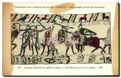 Cartes postales Bayeux Tapisserie De La Reine Mathilde L armee d Harold est tailele en pieces