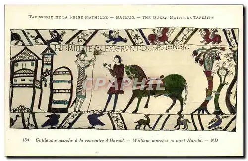 Cartes postales Bayeux Tapisserie De La Reine Mathilde Guillaume marche a la rencontre d Harold