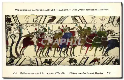 Cartes postales Bayeux Tapisserie De La Reine Mathilde Guillaume marche a la rencontre d Harold