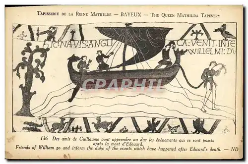 Cartes postales Bayeux Tapisserie De la Reine Mathilde Des amis de Guillaume vont apprendre au duc les evenement