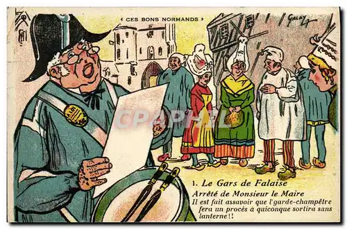 Cartes postales Le Gars de Falaise Arrete de Monsieur le Maire Folklore Costume Ces Bons Normands