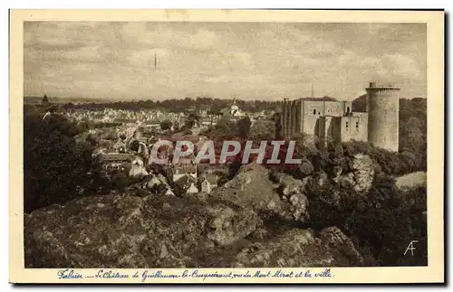 Cartes postales Falaise Le Chateau de Guillaume le Conquerant vu du Mont Mirat et la ville