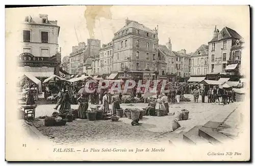 Cartes postales Falaise La Place Saint Gervais un Jour de Marche TOP