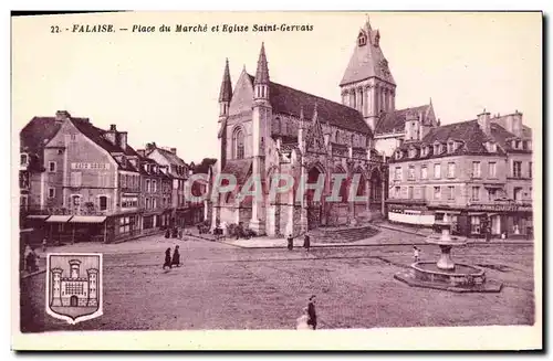 Ansichtskarte AK Falaise Place du Marche et Eglise Saint Gervais