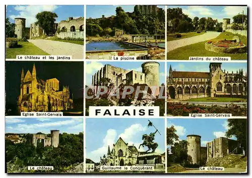 Cartes postales moderne Falaise Chateau jardins Piscine