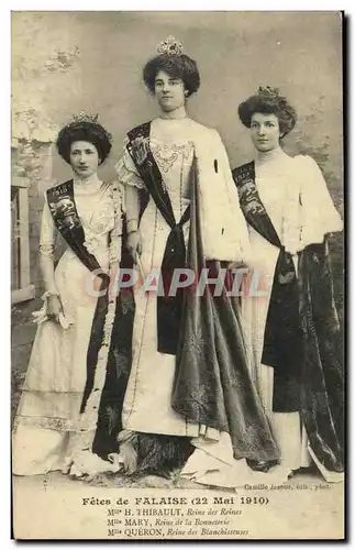 Cartes postales Fetes de Falaise 22 mai 1910 thibault Maru Queron Reine de la Bonneterie Blanchisseuses TOP