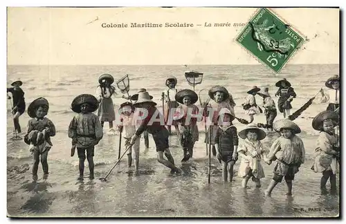 Cartes postales Colonie Marittime Scolaire La Maree montante Enfants a la peche