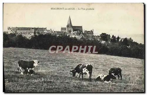 Cartes postales Beaumont en Auge La Vue generale Vaches