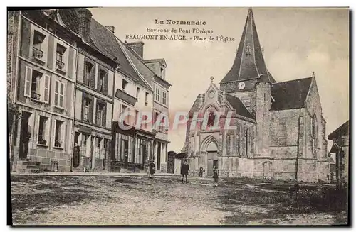 Ansichtskarte AK Beaumont en Auge Place de l Eglise