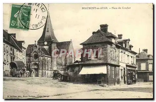 Cartes postales Beaumont en Auge Place du Crochet animation Attelage