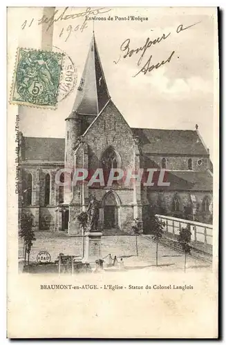 Cartes postales Beaumont en Auge L Eglise Statue du Colonel Langlois