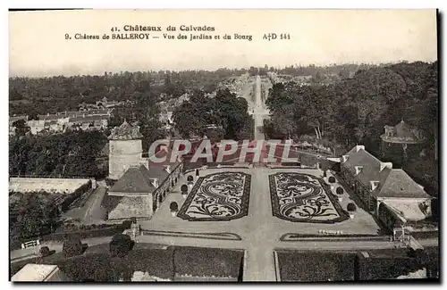 Cartes postales Chateau de Balleroy Vue des Jardins et du Bourg