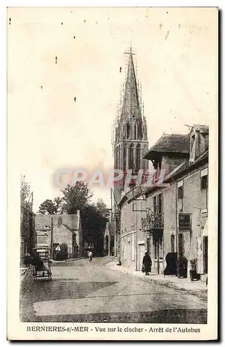 Cartes postales Bernieres s Mer Vue sur le Clocher Arret de l Autobus