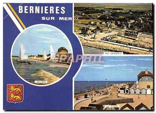 Cartes postales moderne Bernieres sur Mer Voiliers vue generale Plage