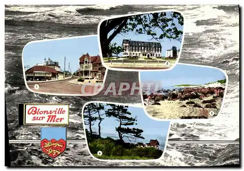 Cartes postales moderne Blonville sur Mer Route de Deauville La Poste Hote de ville et escale Roches noires Apercu de la