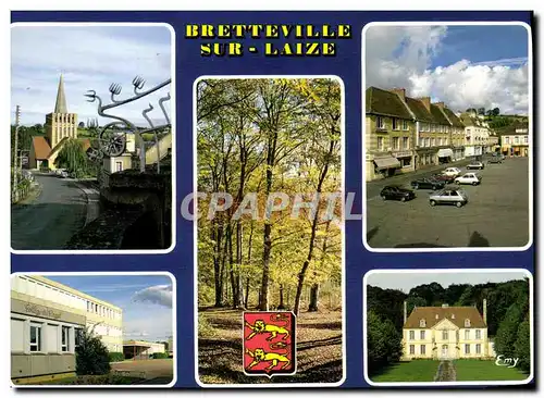 Cartes postales moderne Bretteville sur Laize La rue de la Criquetiere et l eglise La place de la mairie Le college du C