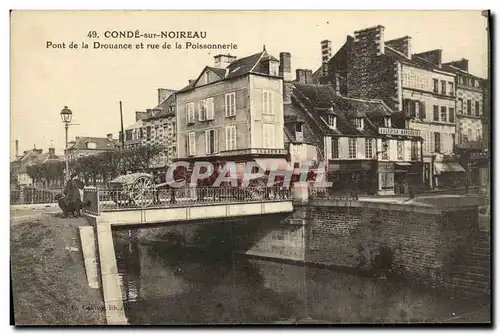 Cartes postales Conde Sur Noireau Pont de la Drouance et rue de la Poissonnerie