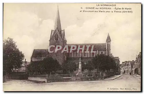 Cartes postales Conde Sur Noireau Eglise Saint Martin et monument aux morts pour la France Militaria