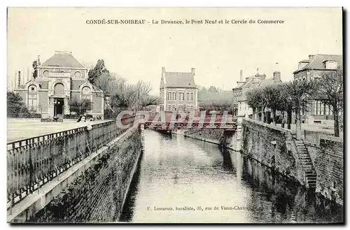 Cartes postales Conde Sur Noireau La Druance le Pont Neut et le Cerele Du Commerce