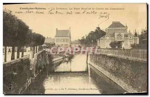 Cartes postales Conde Sur Noireau La Druance Le Pont et le Cercle du Commerce