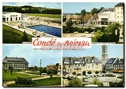 Cartes postales moderne Conde Sur Noireau Piscine Jardin de l hotel de ville Place du marche