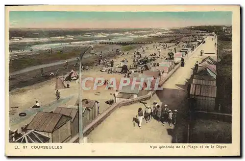 Ansichtskarte AK Courseulles Vue Generale de la Plage et de La Digue