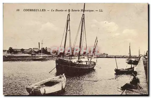 Cartes postales Courseulles Le Bassin et la Scierie mecanique Bateaux