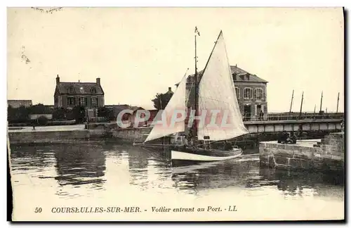 Ansichtskarte AK Courseulles Sur Mer Voilier Entrant au Port Bateau Voilier