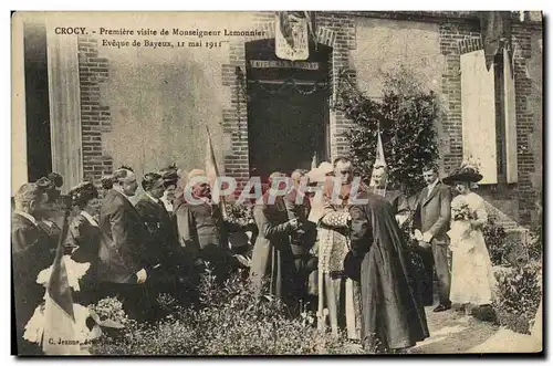 Cartes postales Crocy Premiere visite de Monseigneur Lemonnier Eveque de Bayeux 11 mai 1911 TOP